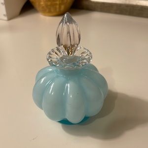 Fenton Perfume Bottle Unit 1vBlue Overlay Melon Glass Stopper.